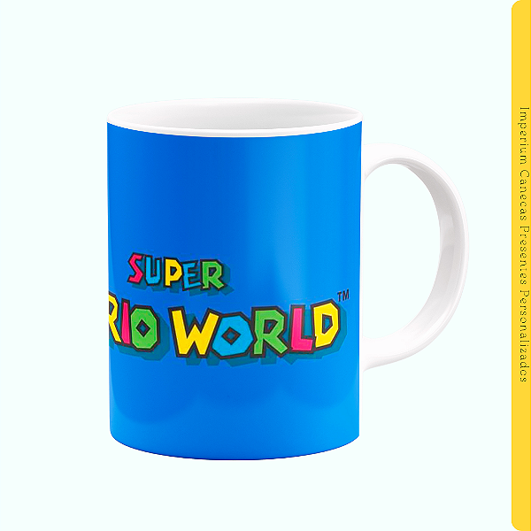 Caneca Branca Lisa 325ml - Super Mario World