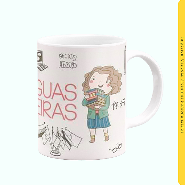 Caneca Branca Lisa 325ml - Línguas Estrangeiras