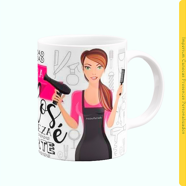 Caneca Branca Lisa 325ml - Cabeleireira