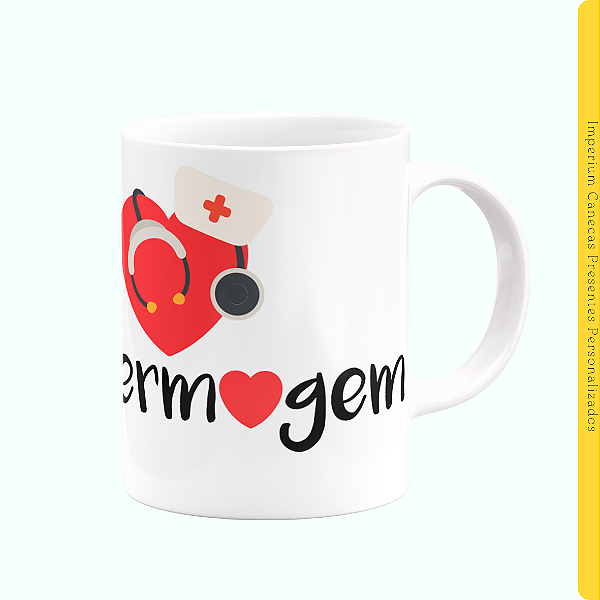 Caneca Branca Lisa 325ml - Enfermagem Love