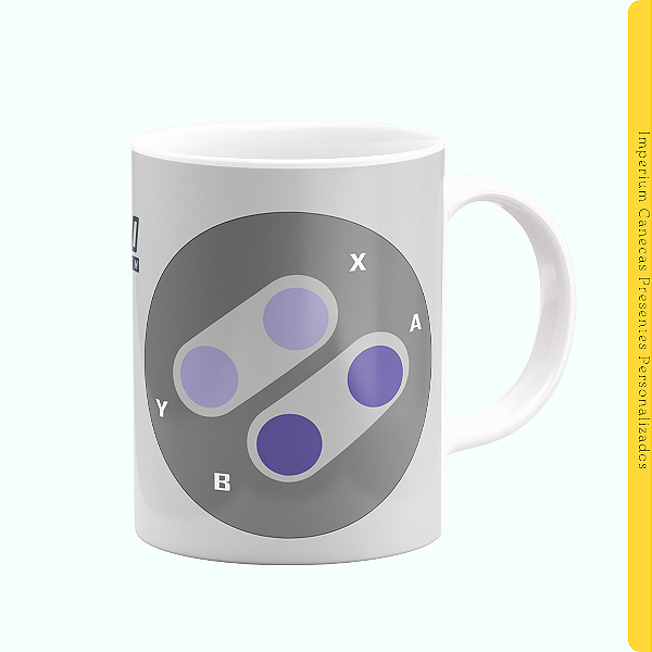 Caneca Branca Lisa 325ml - Controle Nintendo