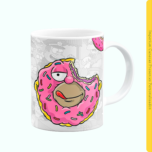 Caneca Branca Lisa 325ml - Os Simpsons Donut
