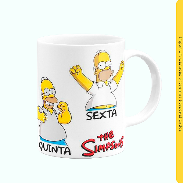 Caneca Branca Lisa 325ml - The Simpsons, Dias da Semana