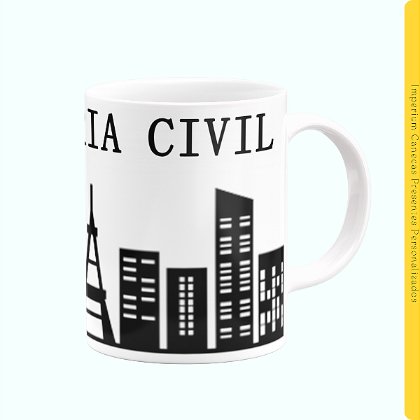 Caneca Branca Lisa 325ml - Engenharia Civil