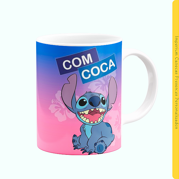 Caneca Branca Lisa 325ml - Com Coca e Sem Coca Lilo
