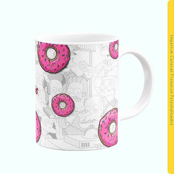 Caneca Branca Lisa 325ml - Os Simpsons