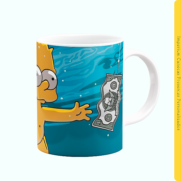 Caneca Branca Lisa 325ml - Bart Simpsons