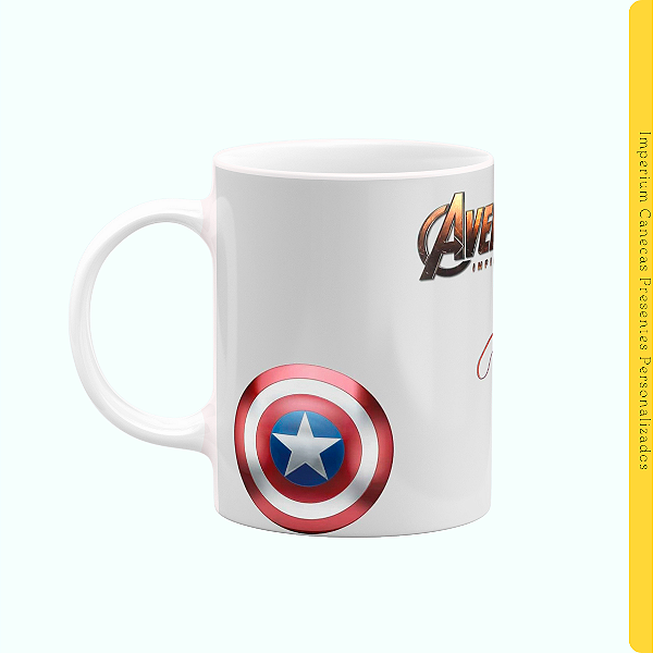 Caneca Branca Lisa 325ml - Avengers