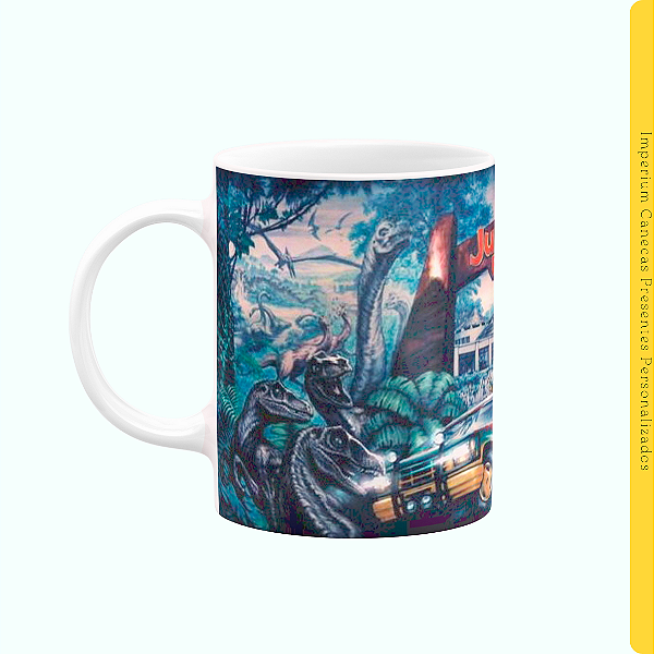 Caneca Branca Lisa 325ml - Jurassic Park