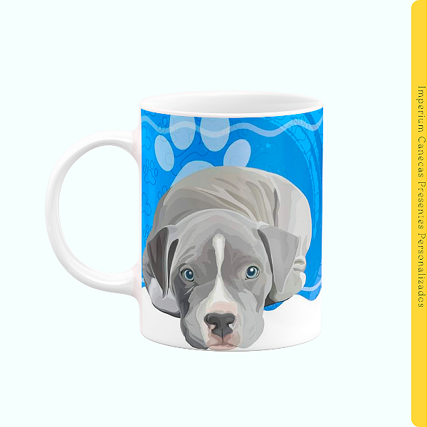 Caneca Branca Lisa 325ml - Eu Tenho Um Amigo de Quatro Patas