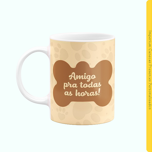 Caneca Branca Lisa 325ml - Amigo Para Todas as Horas!