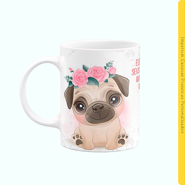 Caneca Branca Lisa 325ml - Eles Não Falam, Mas Seus Olhos Dizem..