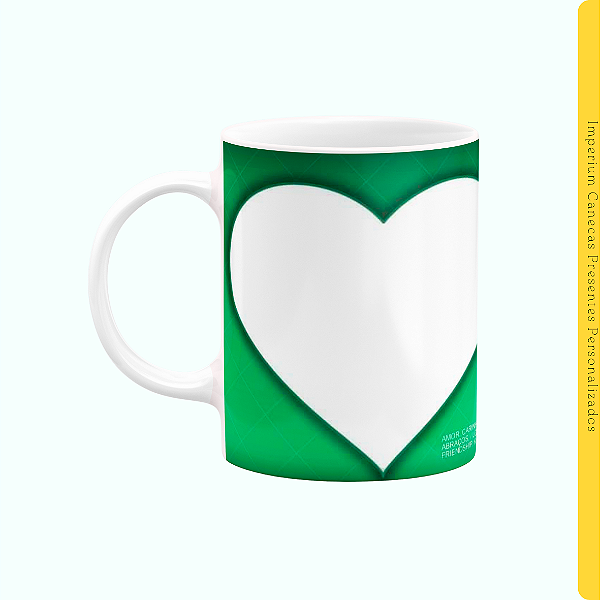Caneca Branca Lisa 325ml - Você tem o Talento + Foto (Fundo Verde)