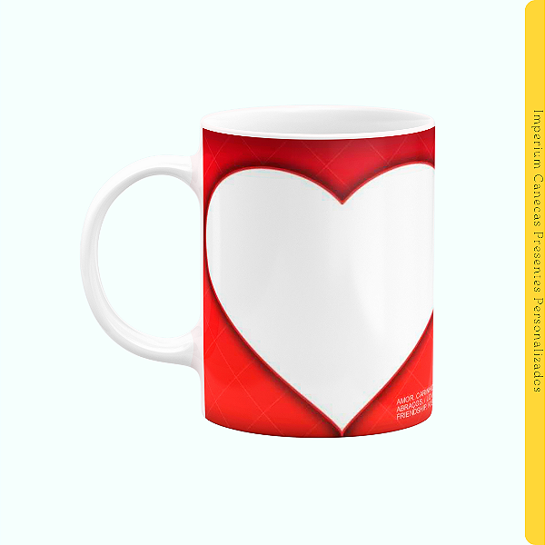 Caneca Branca Lisa 325ml - Você tem o Talento + Foto (Fundo Vermelho)
