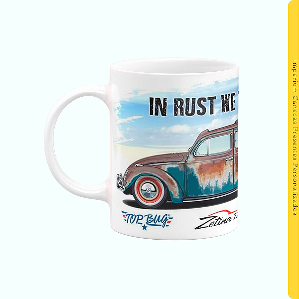 Caneca Branca Lisa 325ml - Fusca com Ferrugem