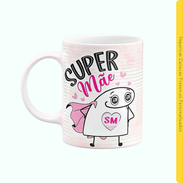 Caneca Branca Lisa 325ml - Super Mãe!