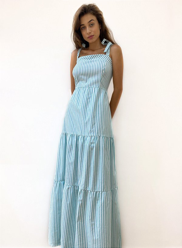 vestido listrado verde