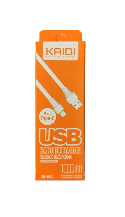 Cabo de Dados e Carga Rápido Kaidi KD-307C 1m Tipo-C / Type-C