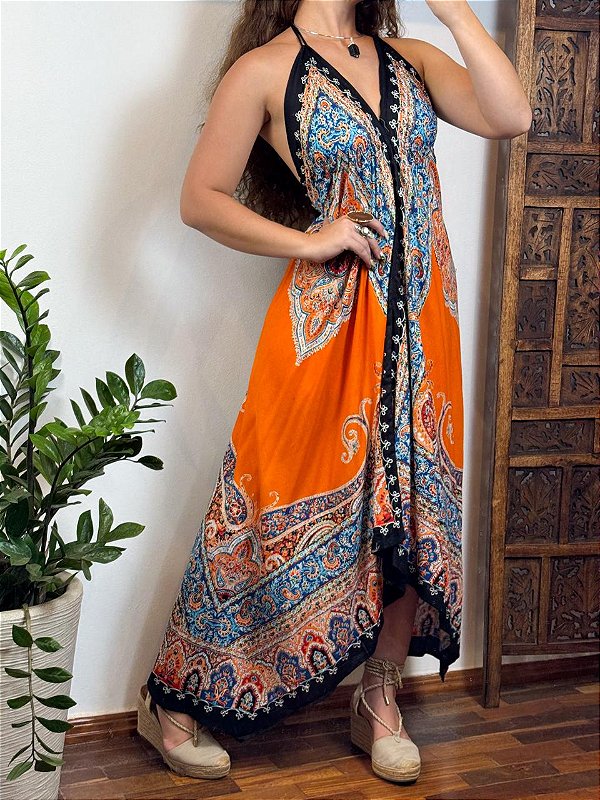 Vestido Indiano Guarani | Laranja