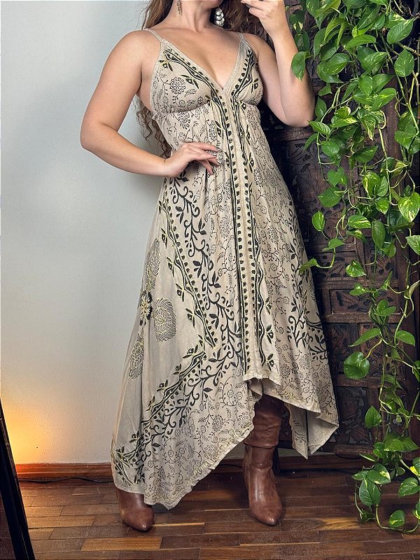 Vestido Indiano Tribal | Creme