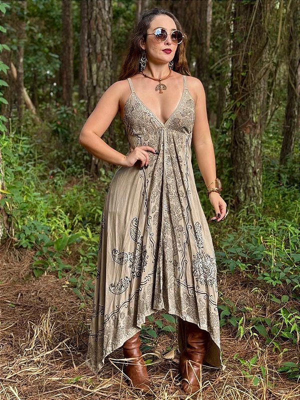 Vestido Indiano Tribal | Creme