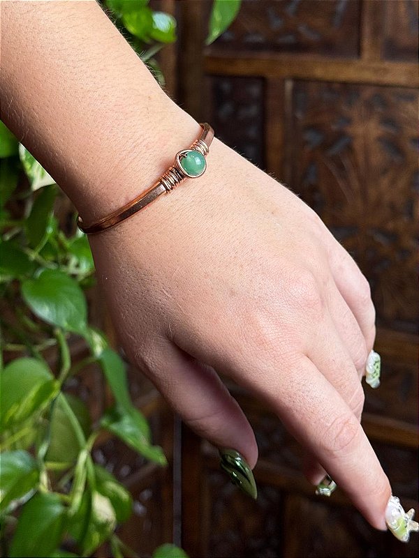 Bracelete Cobre | Quartzo Verde