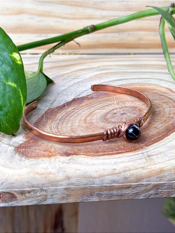 Bracelete Cobre | Ágata Preta