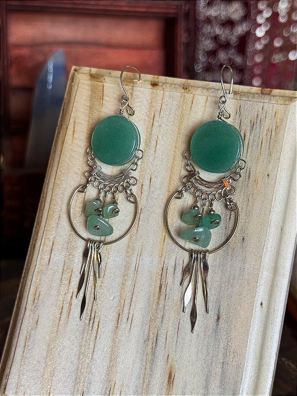 Brinco Hippie | Quartzo Verde