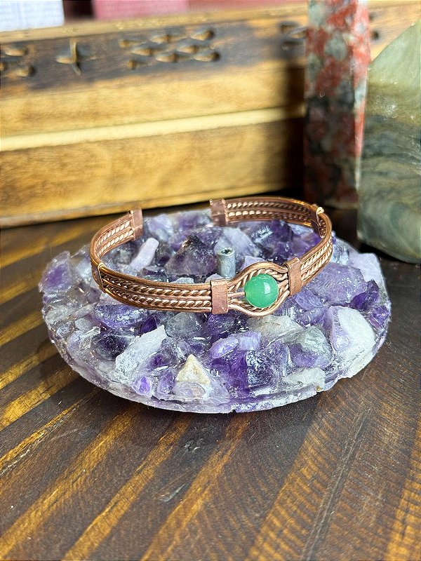 Bracelete Cobre | Quartzo Verde