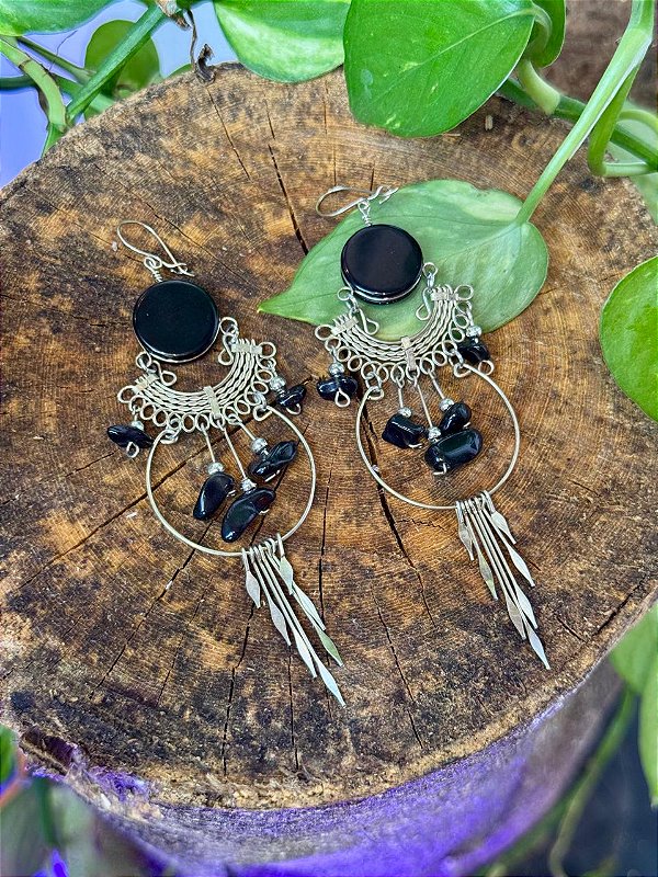 Brinco Hippie | Black Resin