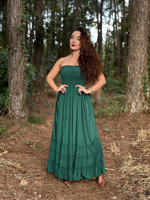 Vestido Indiano Gaia | Verde Militar