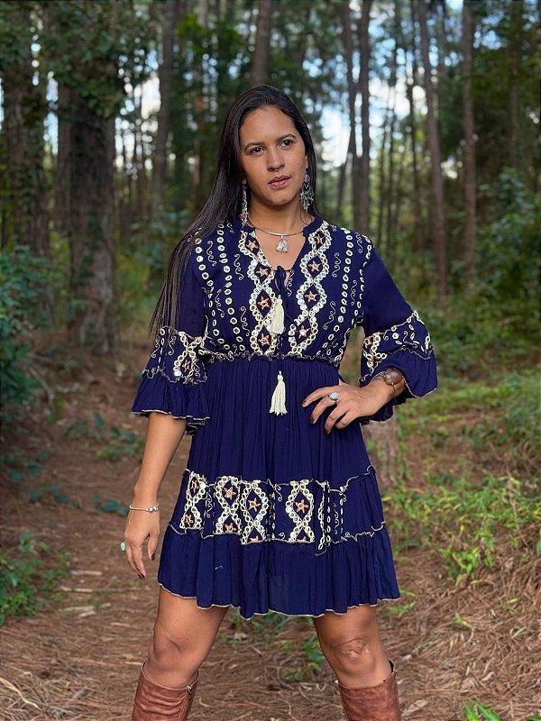 Vestido Indiano Íris | Marinho