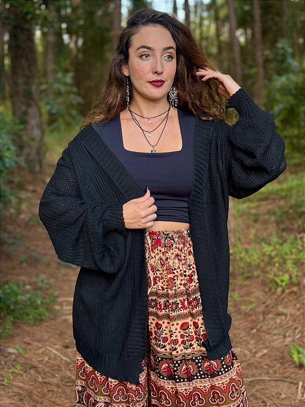 Cardigan Hippie | Preto