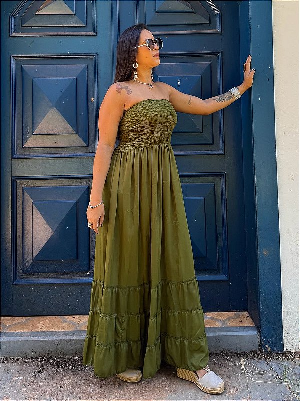 Vestido Indiano Gaia | Verde Oliva (bazar)