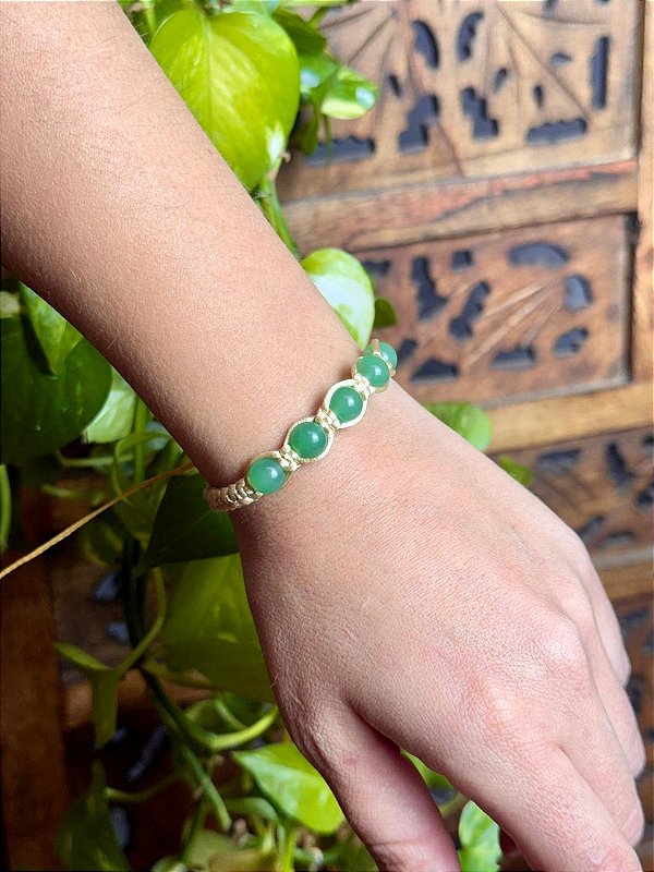 Pulseira Macramê | Quartzo Verde