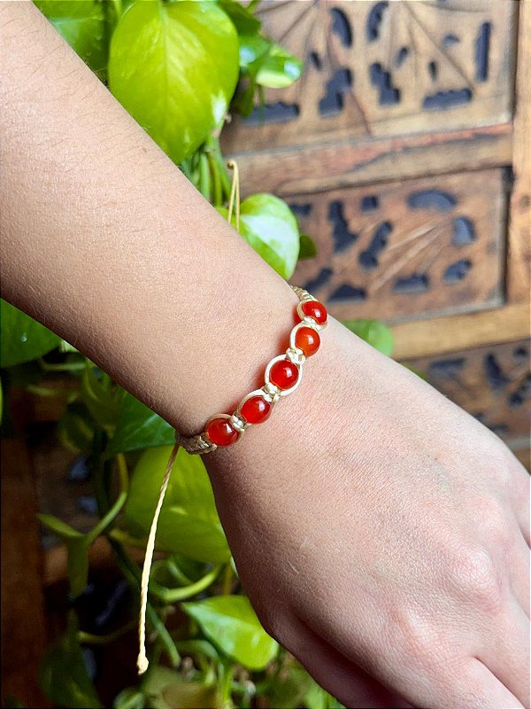 Pulseira Macramê | Ágata Laranja