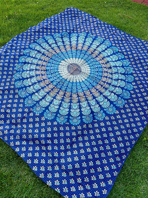 Colcha Indiana Casal | Mandala Azul
