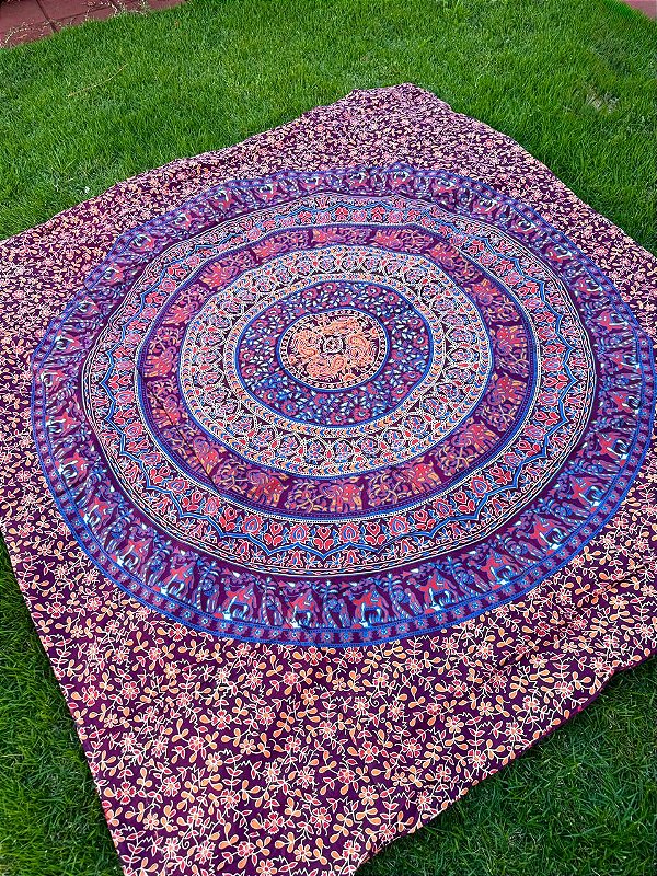 Colcha Indiana Casal | Mandala Vinho