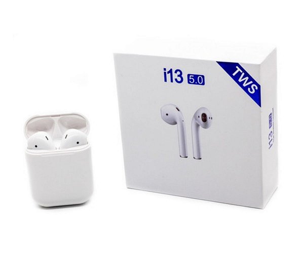 Fone de Ouvido Sem Fio Bluetooth i13 Branco 5.0 - Big Bag Shop Virtual