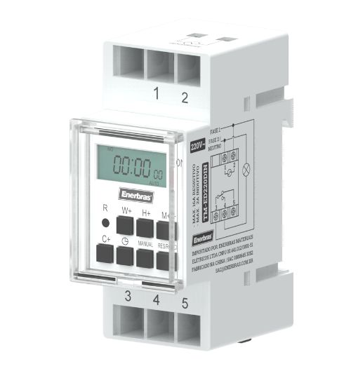 TEMPORIZADOR DIGITAL 220V P TRILHO DIN ENERBRAS