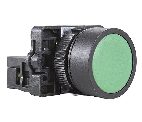BOTÃO PULSADOR FACEADO PLÁSTICO 22MM - VERDE - 1NA METALTEX