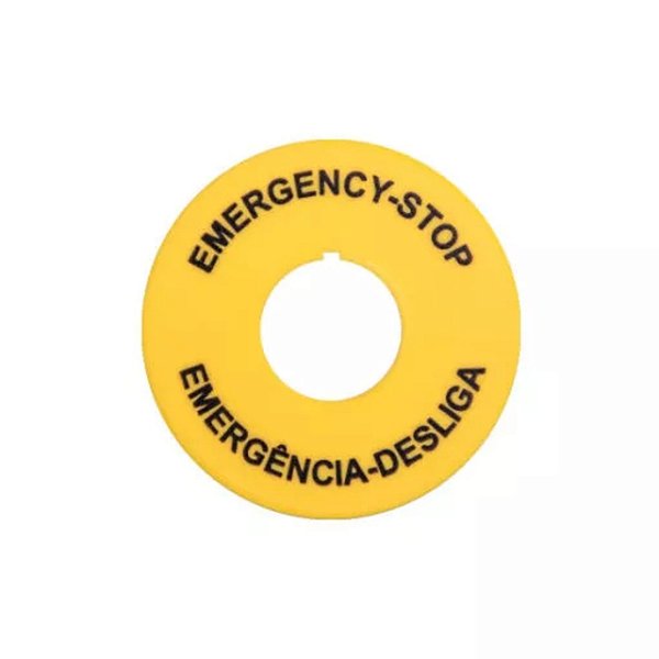 PLAQUETA P/ BOTAO DE EMERGENCIA PORTUGUES / INGLES