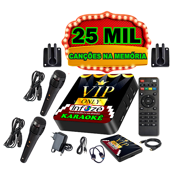 Karaoke Portátil: 25 Mil Canções, Memória Com Pontuação e 2 Microfones - Versão Vip