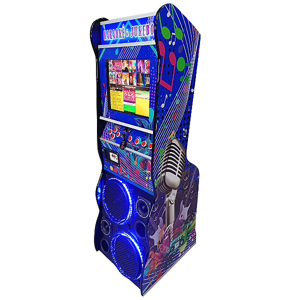 Máquina de Música Jukebox e Karaokê: 7 X 1 Tela 17 Polegadas K Azul ( Residencial )