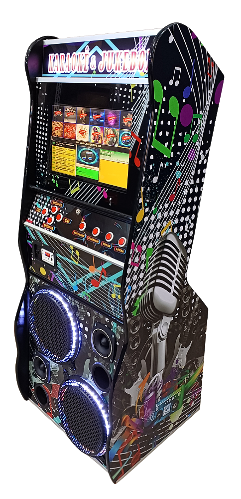 Máquina de Música Jukebox e Karaokê: 7 X 1 Tela 19 Polegadas Preta ( Residencial )