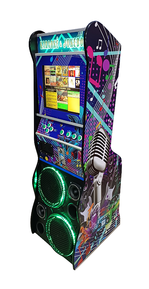 Maquina De Musica Jukebox e Karaokê: 2 X 1 Tela 17 Polegadas Roxa ( Comercial )