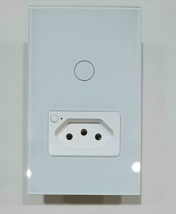 Interruptor com tomada inteligente wifi, painel de vidro, app Tuya / Smart Life, funciona com Alexa, Google Home