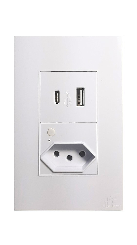 CONJUNTO DE 1 TOMADA 2P+T INTELIGENTE WIFI + USB-A + USB-C - MODELO SU-M53S-BC – JWCOM