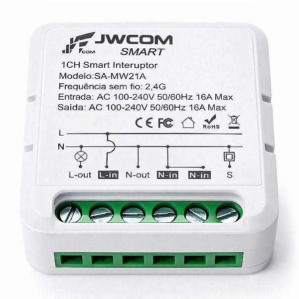 Mini Interruptor WIFI 1 Canal 16A Bivolt - SA-MW21A