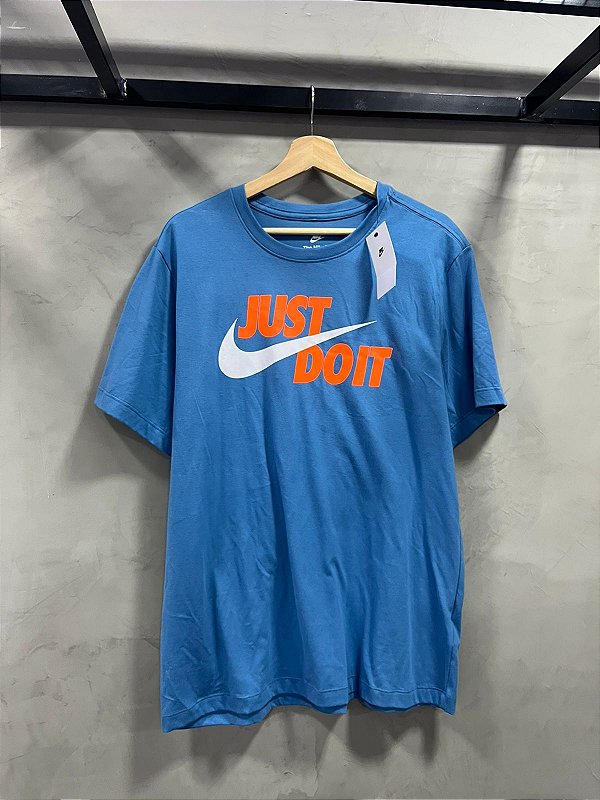 CAMISETA NIKE JUST DO IT(AZUL/LARANJA)